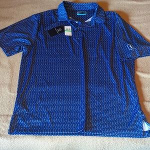 Men's Large Blue w/ Pattern PGA Tour Short Sleeve Golf Shirt